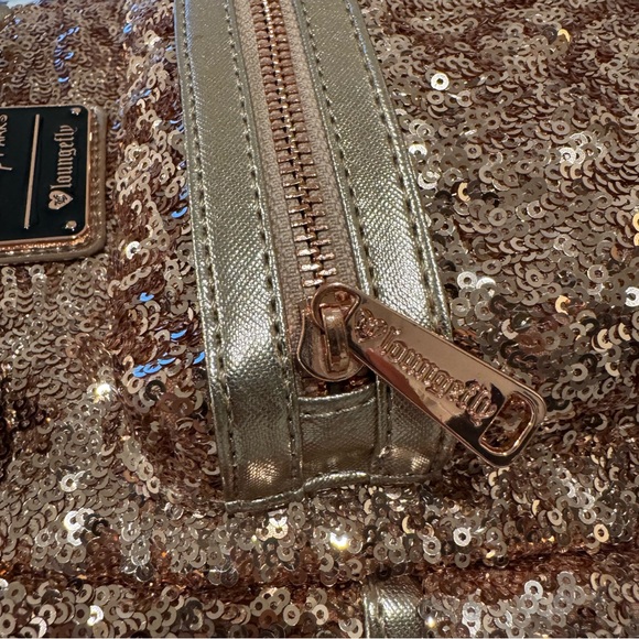 Disney Loungefly Rose Gold Sequin Mini Backpack - Picture 7 of 8